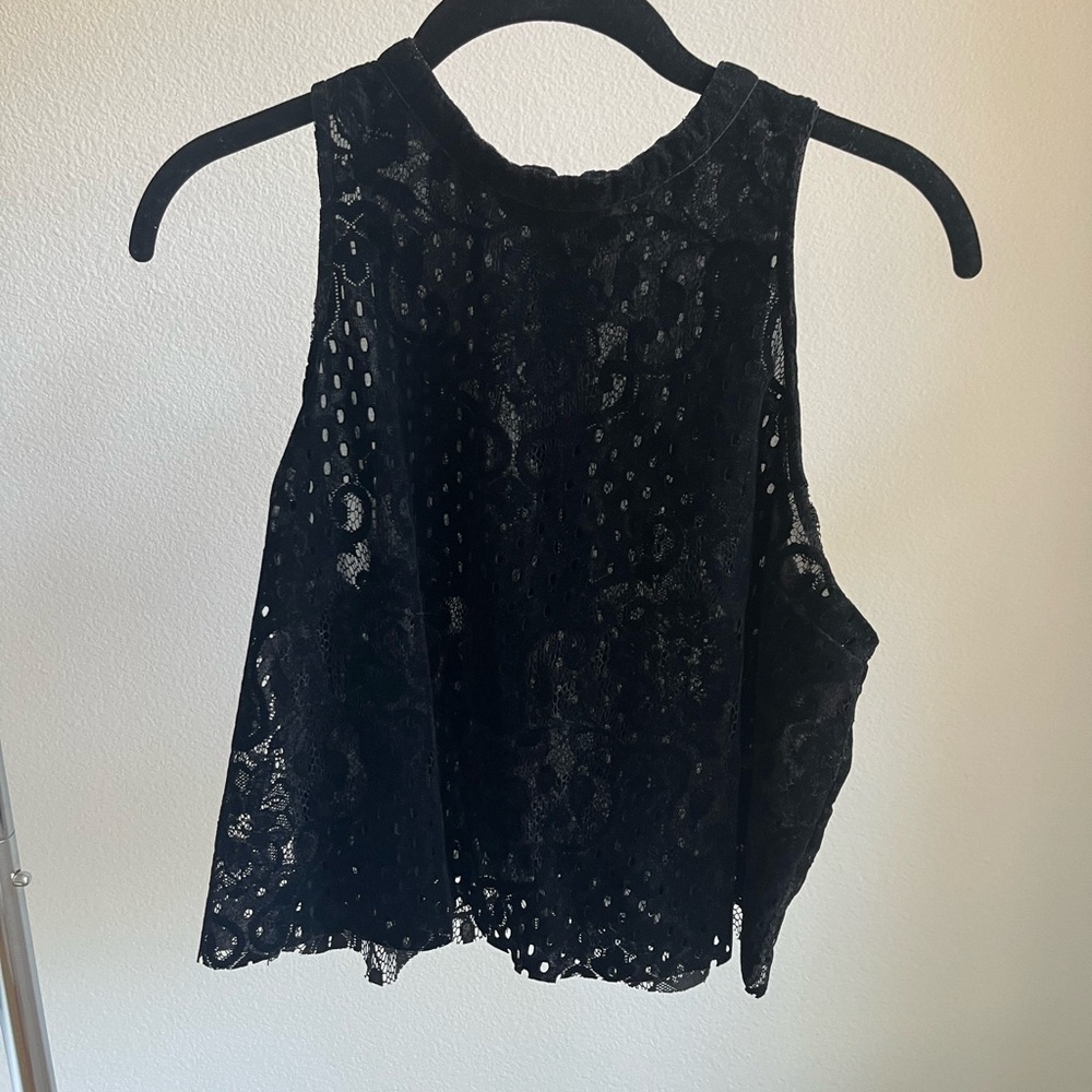 Black velvet lace free people top